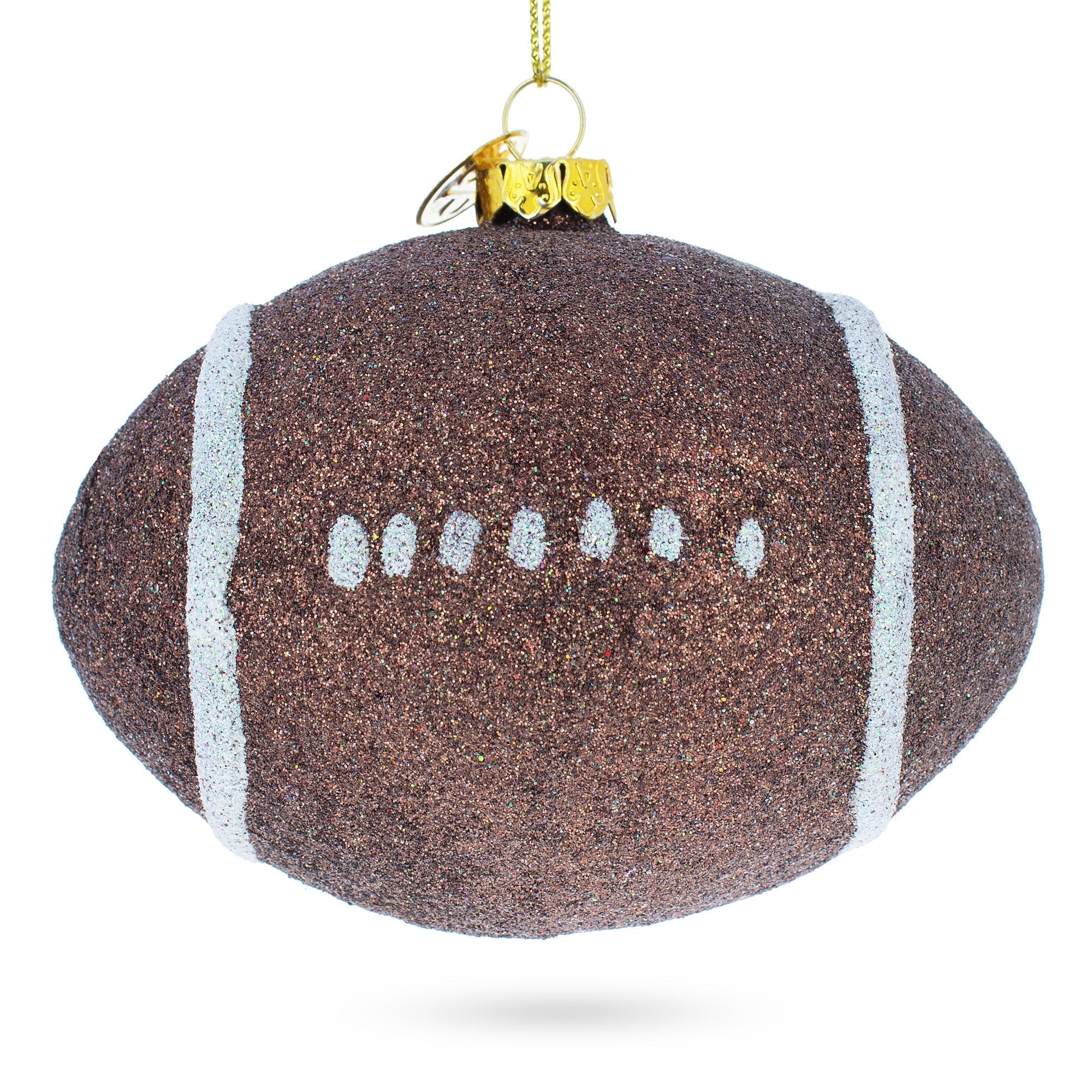 Sparkly Football – Blown Glass Christmas Ornament