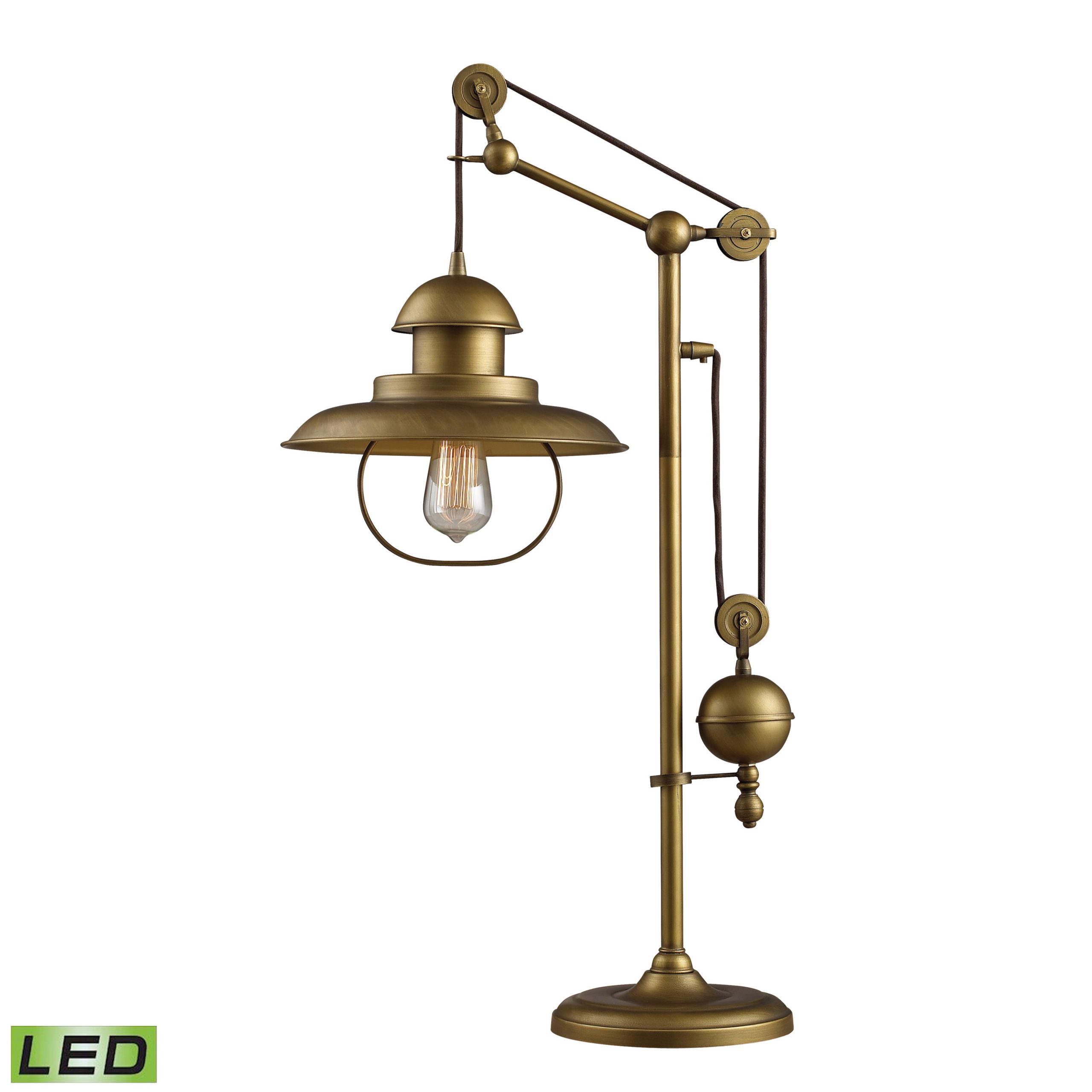 ELK SIGNATURE D2252-LED Farmhouse 32” High 1-Light Desk Lamp – Antique Brass – Includes LED Bulb