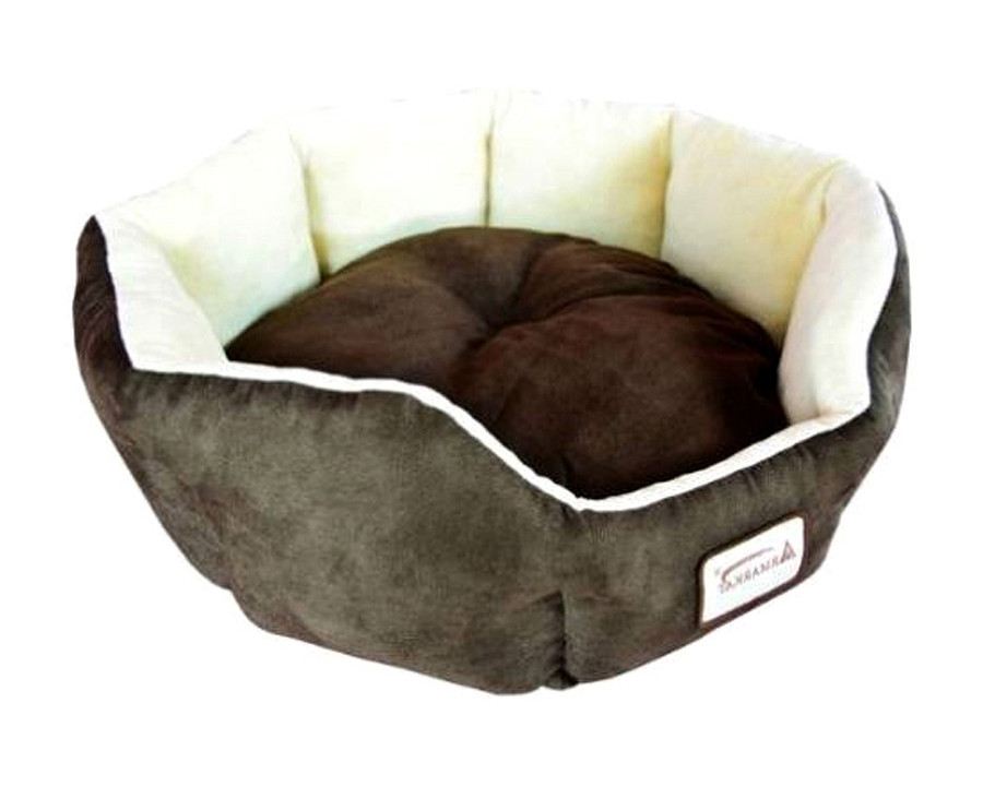 FaFurn – Mocha Beige Round Oval Pet Bed For Small Dogs Or Cats