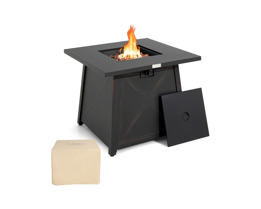 FaFurn – 50,000 Btu Black Steel Square Portable Lp Gas Propane Fire Pit Table