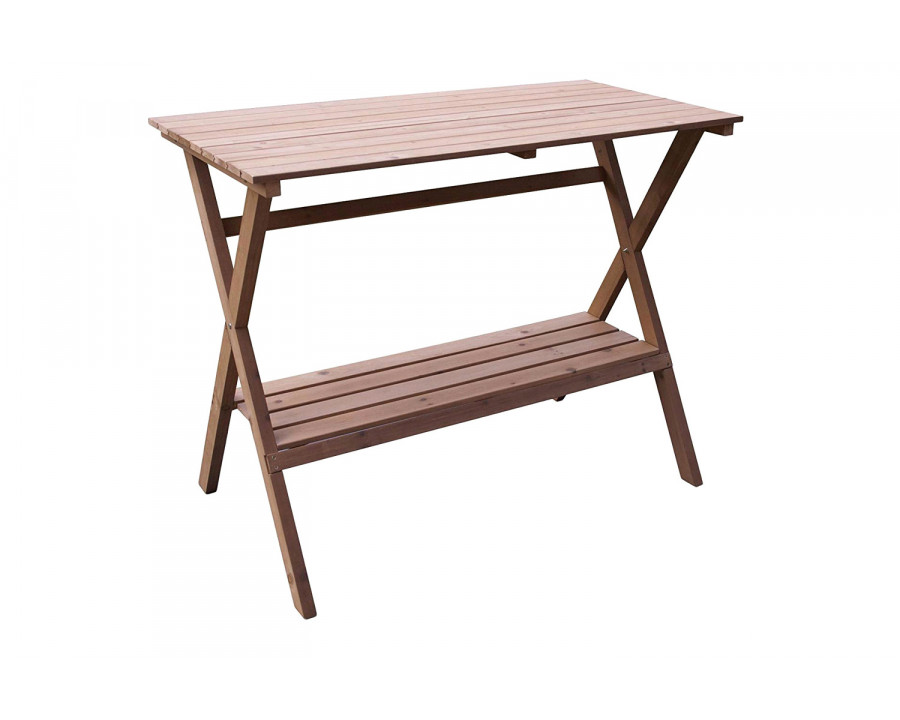 FaFurn – Indoor Outdoor Wood Potting Bench Garden Table with Lower Shelf