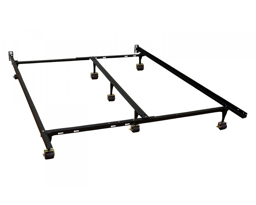 FaFurn – King Size Heavy Duty 7-Leg Metal Bed Frame with Locking Rug Roller Casters Wheels