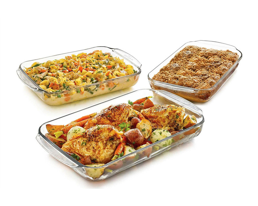 FaFurn – Glass 3-Piece Bakeware Oven Safe Casserole Baking Dish Set