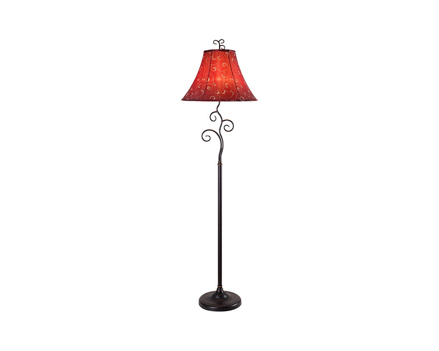 FaFurn – Contemporary 61-Inch Tall Floor Lamp with Red and Gold Bell Shade