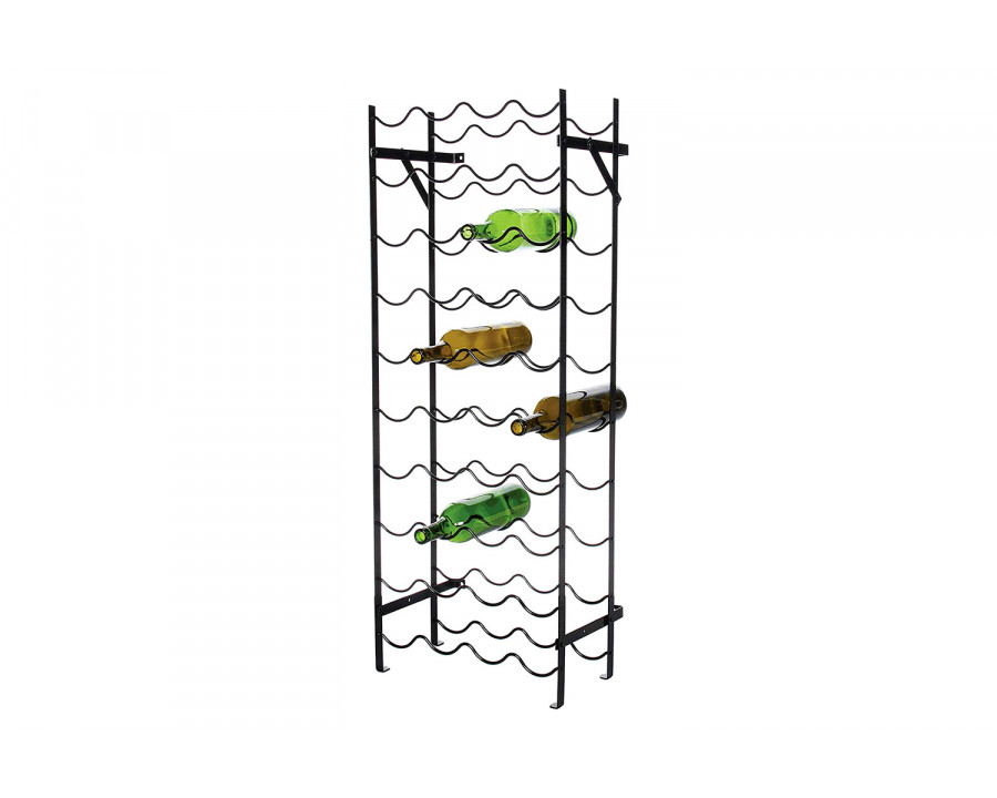 FaFurn – Black Metal 40-Bottle Wine Rack with Wall Anchors