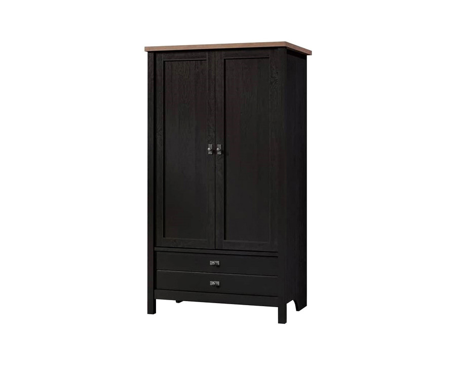 FaFurn – Farmhouse Black Oak Drawer and Garment Rod Wardrobe Armoire