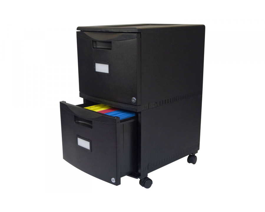 FaFurn – Black 2-Drawer Locking Letter/Legal Size File Cabinet with Casters/Wheels