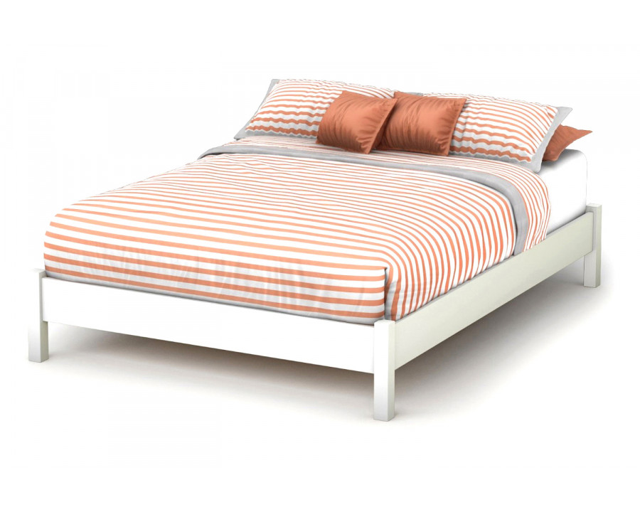 FaFurn – Full Size Simple Platform Bed in White Finish Modern Design