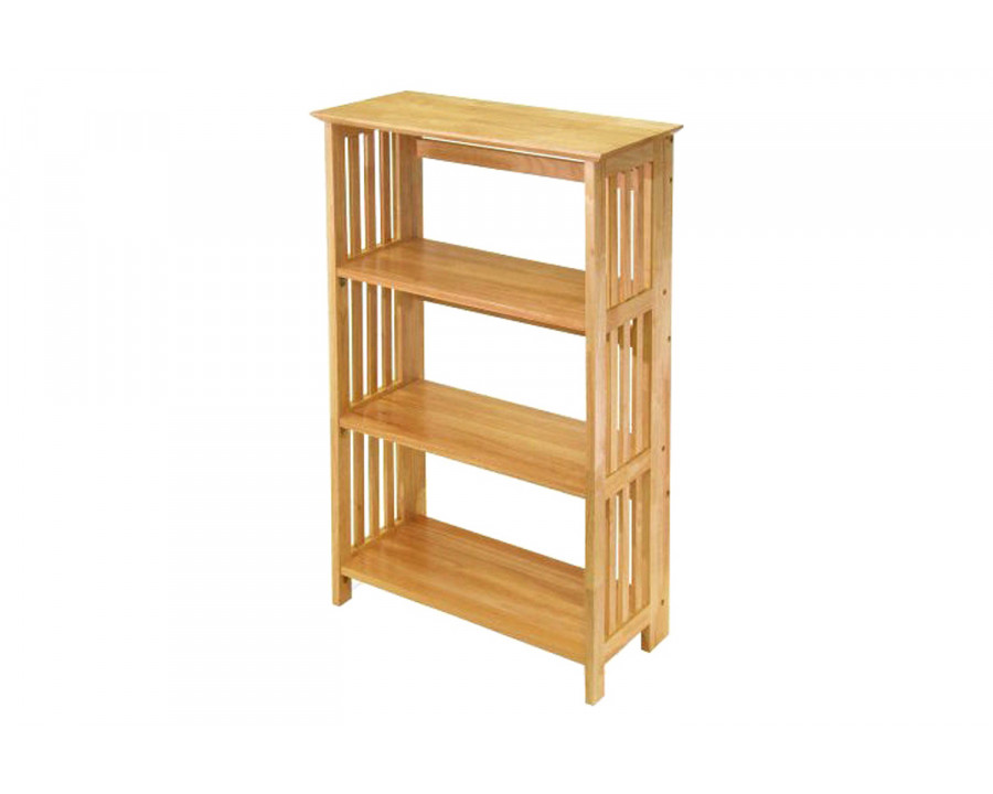 FaFurn – 4-Shelf Wooden Folding Bookcase Storage Shelves in Natural Finish