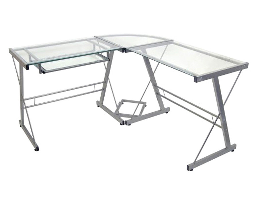 FaFurn – Modern Corner Computer Desk in Metal and Glass