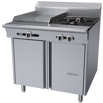 Garland C36-4S – Heavy Duty Range, gas, 36″, (2) burners, (1) 18″ griddle, Hi-Lo valve controls, open cabinet base