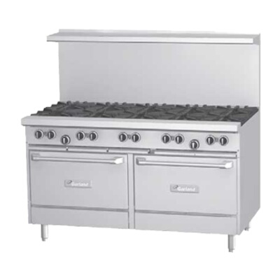 Garland G60-6R24SS – Restaurant Range, gas, 60″W, (6) burners, 24″ raised griddle, (2) storage bases