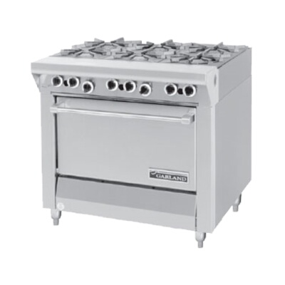 Garland MST43R-E – Heavy Duty Range, gas, 34″ , (6) 24,000 BTU open burners, stan