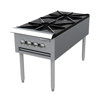 Garland SP-1844-2 – Double Stock Pot Range, (2) burners, manual controls, standing