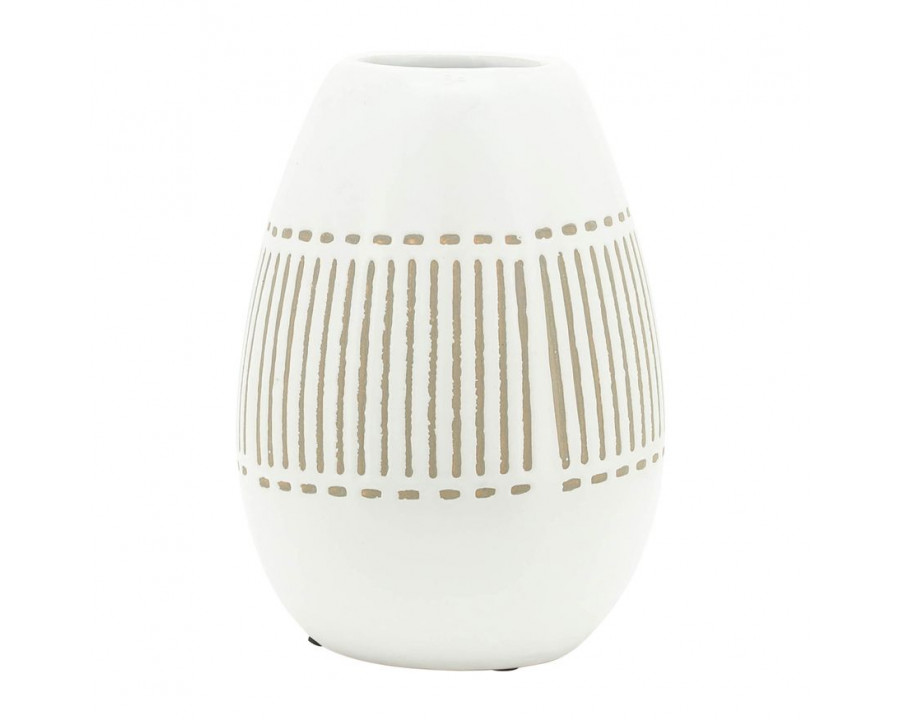 Sagebrook – 6″ Ceramic Round Aztec Vase