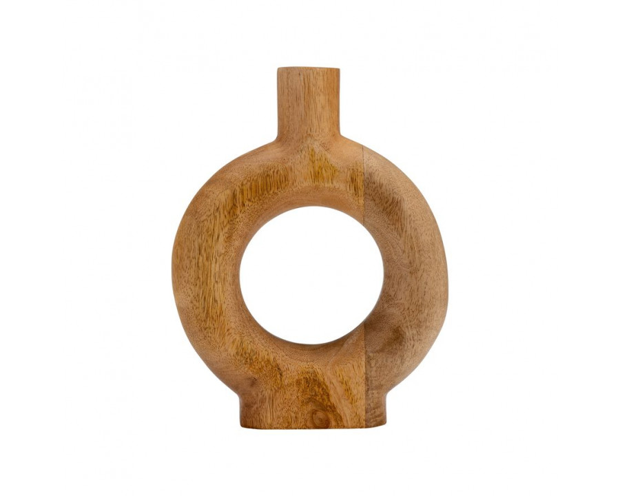 Sagebrook – 10″ Wood Donut Shaped Vase