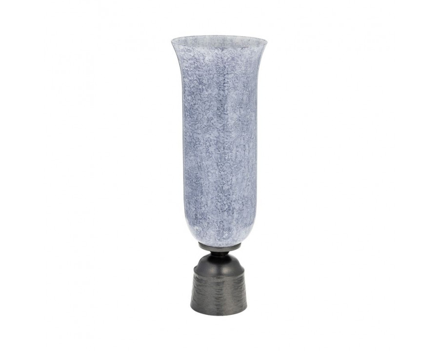 Sagebrook – 16″ Glass Vase With Metal Base