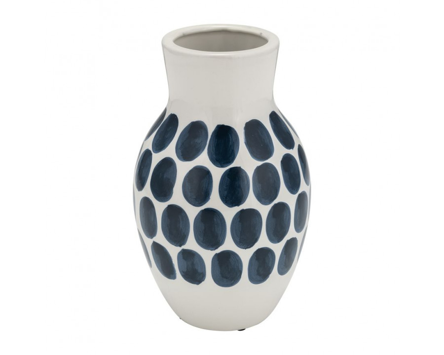 Sagebrook – 10″ Ceramic Black Polk-a-dot Flower Vase