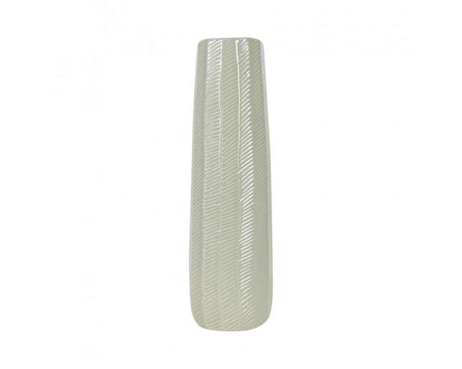 Sagebrook – 12″ Ceramic Etched Lines Cylinder Vase