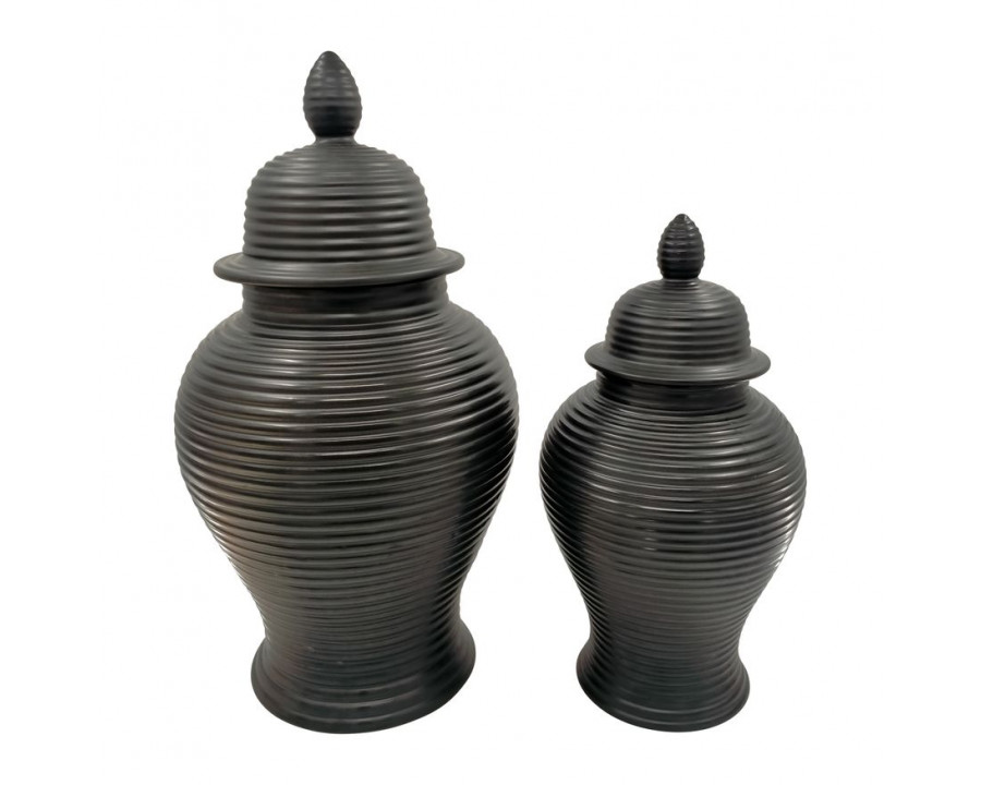 Sagebrook – 24″ Ceramic Ribbed Temple Jar