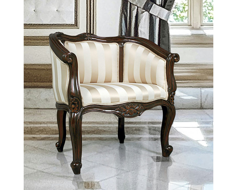 Toscano – The Marguerite Chair in Beige, Fabric/Mahogany