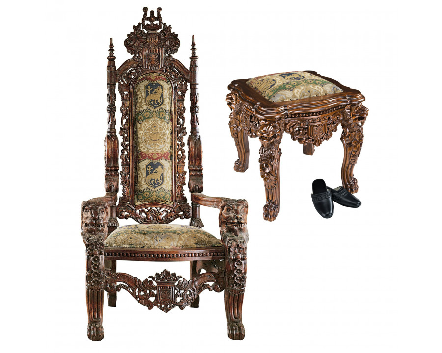 Toscano – The Lord Raffles Throne with Ottoman in Mahogany