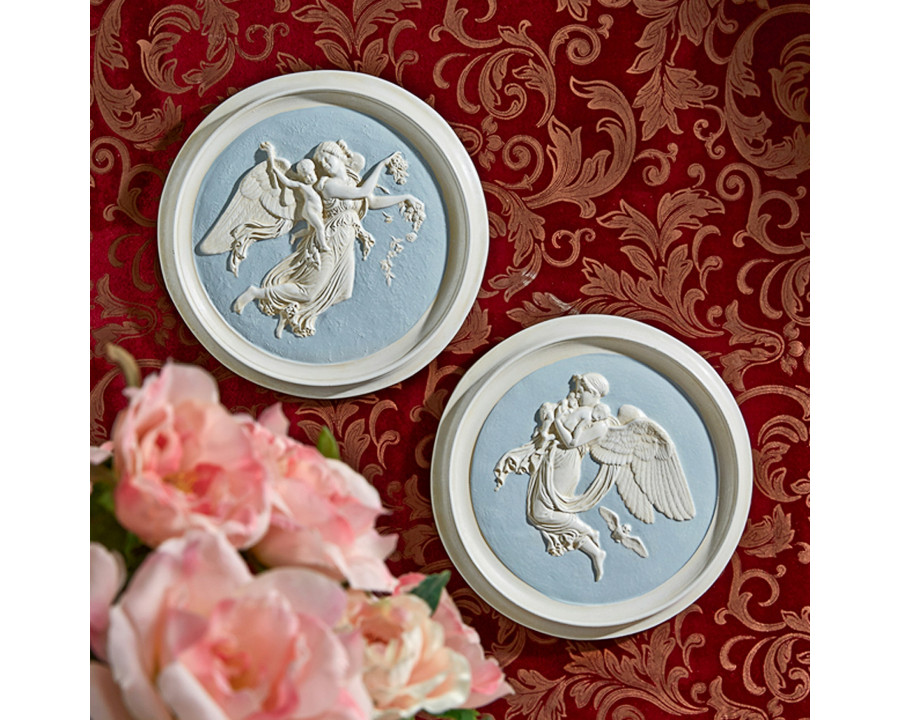 Toscano – Set of 2 Morning and Night Angel Roundel Wall Sculptures