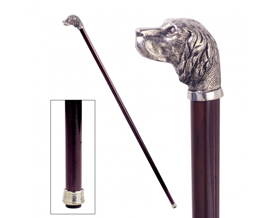 Toscano – Padrone Hunting Dog Walking Stick in Pewter