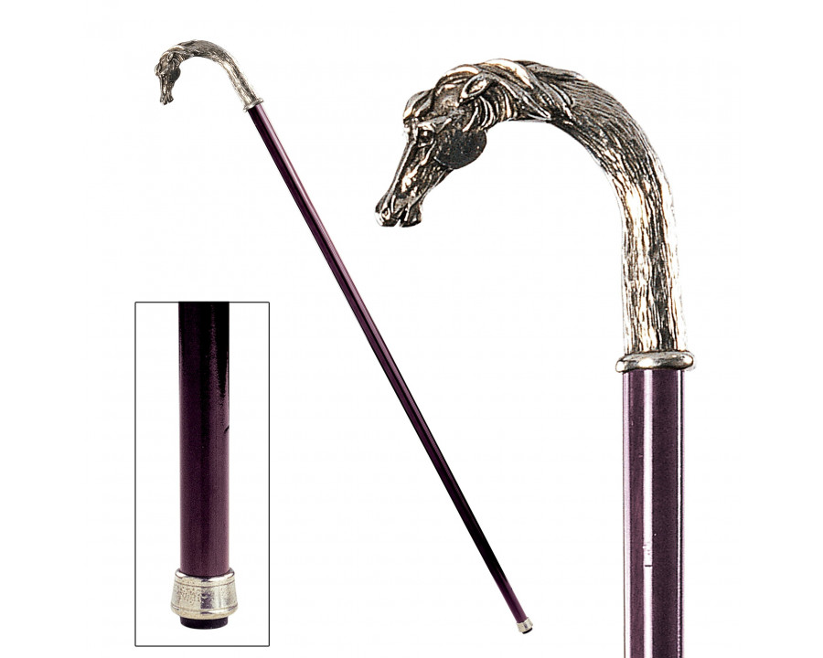 Toscano – Padrone Equestrian Stallion Walking Stick in Pewter