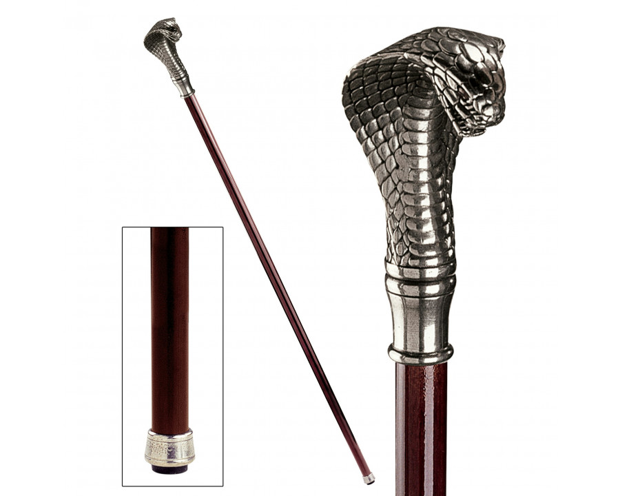 Toscano – Padrone Cobra Walking Stick in Pewter