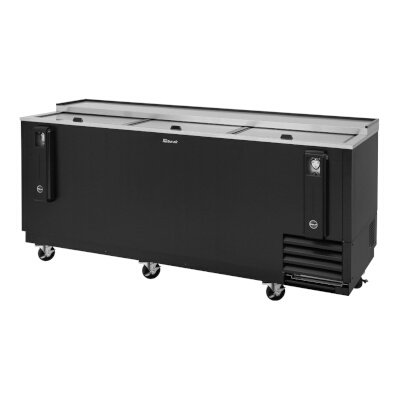 Turbo Air TBC-80SB-N – Bottle Cooler, 80-1/2″W, (3) sliding lids, black laminated exterior