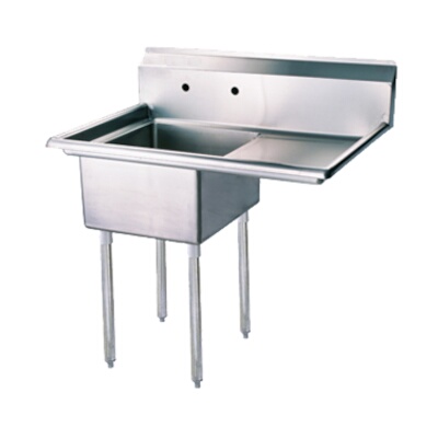 Turbo Air TSA-1-R1 – Sink, 1-compartment, with 18″ right-hand drainboard, 18/304 stainless steel bowl