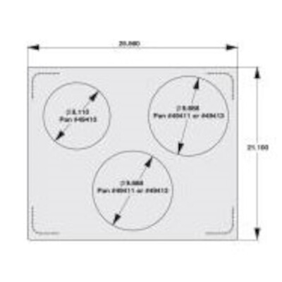 Vollrath 8250614 – Double Size Template for Cookware, stainless plain edge, has (3) round cutouts