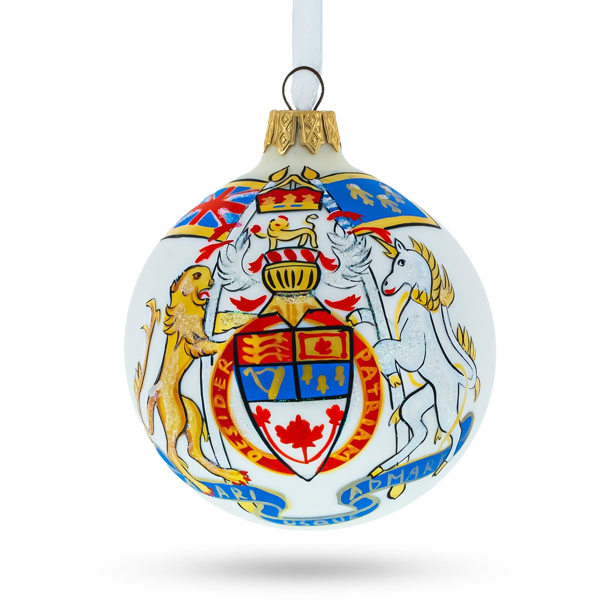 Coat Of Arms Of Canada Blown Glass Ball Christmas Ornament 3.25 Inches