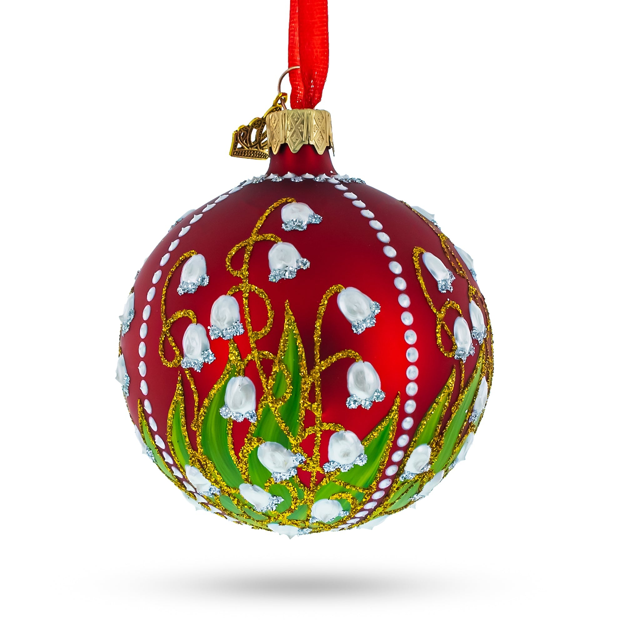 Elegant 1898 Lilies Of The Valley Royal Egg – Blown Glass Ball Christmas Ornament 3.25 Inches