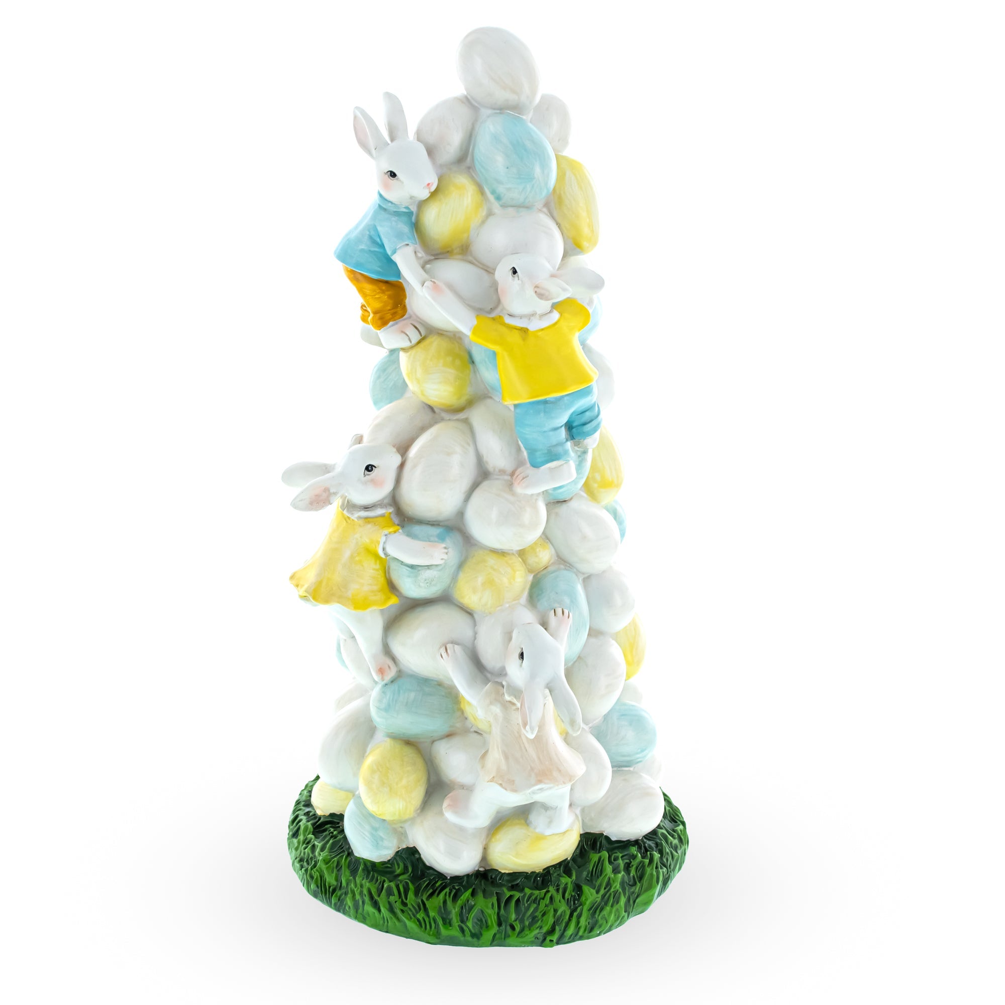 Easter Ascent: Bunnies Climbing Easter Egg Tree Figurine